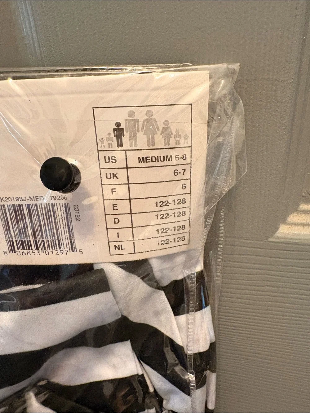 Prisoner Striped Kids Pajama Set - Black & White medium New in bag